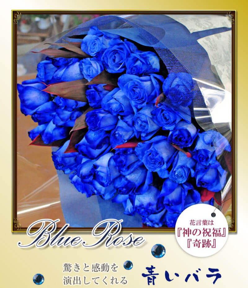 5本以上から好きな本数で注文できる ブルーローズの花束 本数指定 青いバラ 年の数 ブルーローズ(青いバラ・薔薇・ばら)の花束 | エーデルワイス【花の贈り物】  フラワーギフト通販 花宅配 水戸市