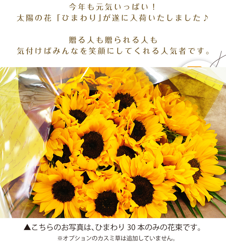 ひまわりブーケ3l 誕生日 プレゼント ひまわり 向日葵 ヒマワリ 30本の花束 フラワーギフト ひまわりの花贈り エーデルワイス 花の贈り物 フラワーギフト通販 花宅配 水戸市