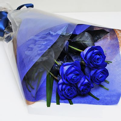 青いバラ ブルーローズ5本の花束 青い薔薇 ブルーローズ(青いバラ 