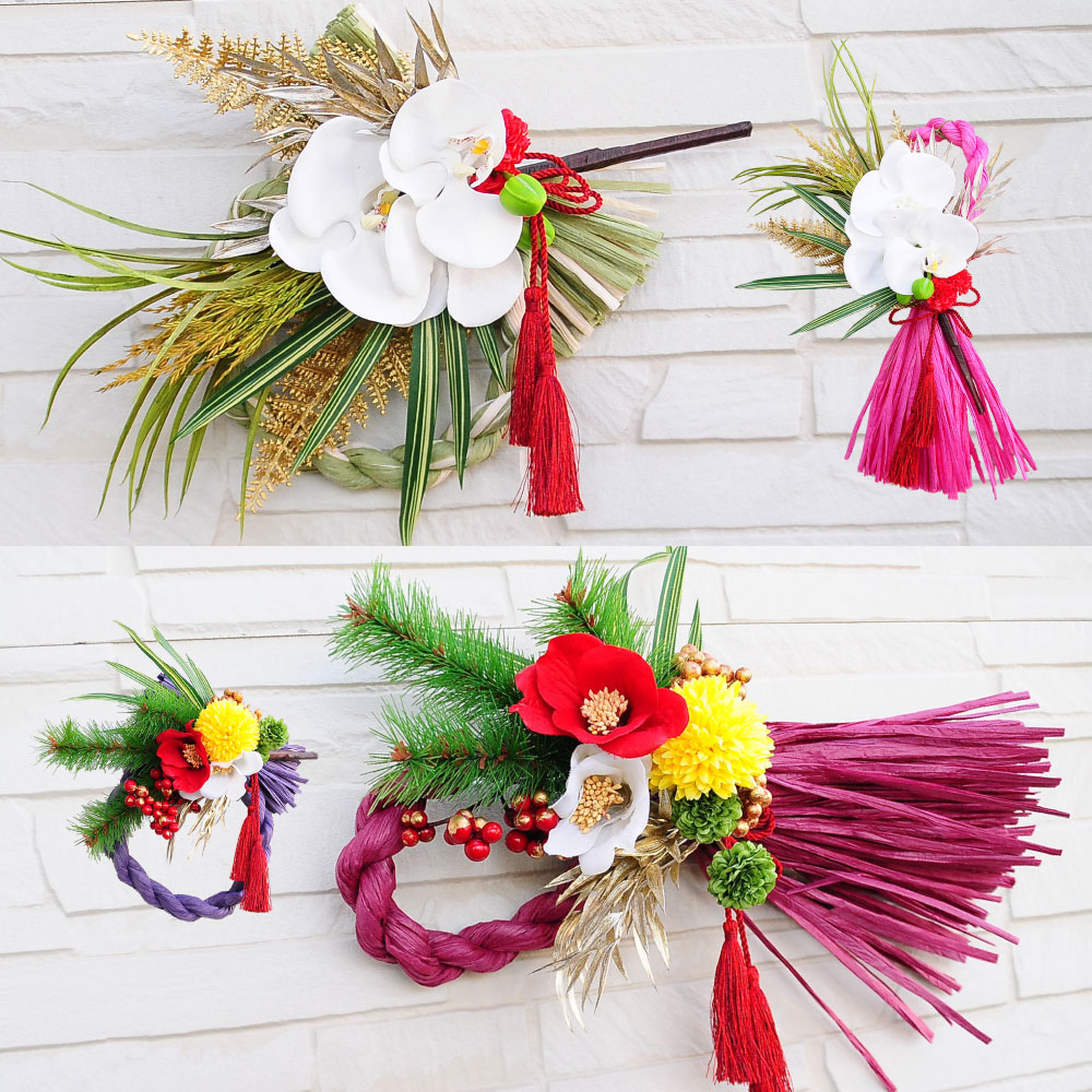 縦横OK♡椿×マムのお正月飾り♡玄関飾り♡しめ飾り 