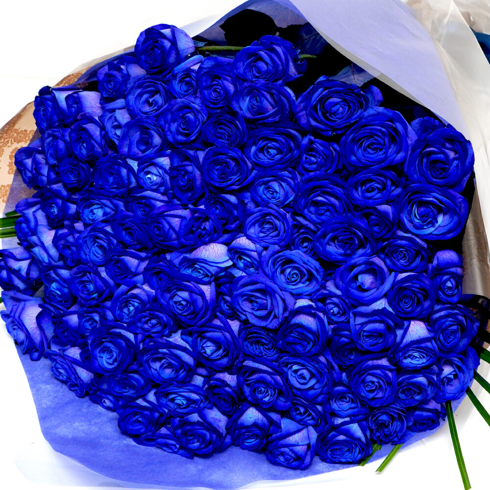 青いバラ ブルーローズ108本の花束 青い薔薇