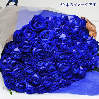 花束 誕生日プレゼント/ブルーローズ（青いバラ・薔薇・ばら）60本/フラワーギフト