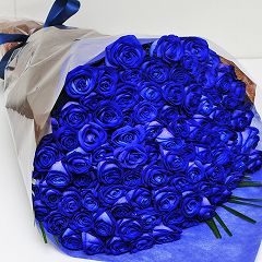 花束 誕生日プレゼント/ブルーローズ（青いバラ・薔薇・ばら）90本/フラワーギフト