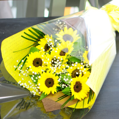 ひまわりの花束 Mサイズ 10本 ひまわりの花贈り エーデルワイス 花の贈り物 フラワーギフト通販 花宅配 水戸市