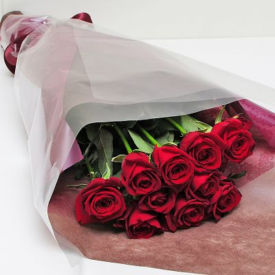 赤いバラ 薔薇 ばら 10本の花束 誕生日プレゼント フラワーギフト 赤いバラ 薔薇 ばら の花束 エーデルワイス 花の贈り物 フラワーギフト通販 花宅配 水戸市
