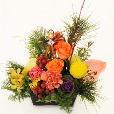 お正月花飾りギフト エーデルワイス 花の贈り物 フラワーギフト通販 花宅配 水戸市