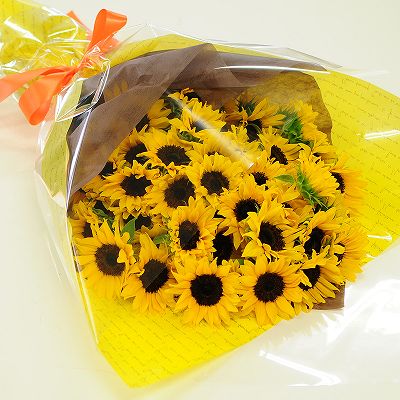 ひまわりブーケ50本 誕生日 プレゼント ひまわり 向日葵 ヒマワリ 50本の花束 フラワーギフト ひまわりの花贈り エーデルワイス 花の贈り物 フラワーギフト通販 花宅配 水戸市