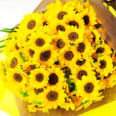 ひまわりブーケ100本 誕生日 プレゼント ひまわり 向日葵 ヒマワリ 100本の花束 フラワーギフト ひまわりの花贈り エーデルワイス 花の贈り物 フラワーギフト通販 花宅配 水戸市