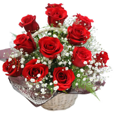 フラワーバレンタイン/バレンタイン花/アレンジメント/ギフト/プレゼント/赤いバラ12本のアレンジメント