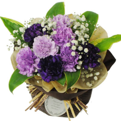 秋色の花贈り／ハロウィン 花ギフト・プレゼント ハロウィンを飾る紫色のムーンダスト