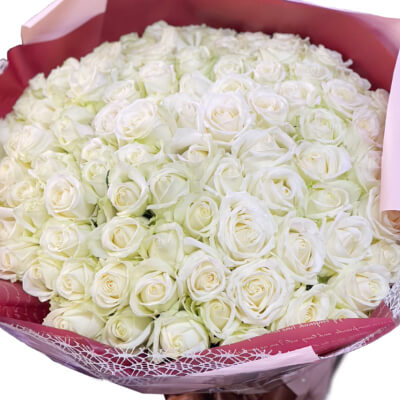 白いバラ100本の花束