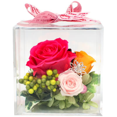 結婚記念日の花 結婚祝いの花ギフト・プレゼント プリザーブドフラワー キューブ